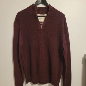 Men's Burgundy Quarter Zip Sweater